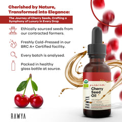 Organic ingredients close-up for RAWYA Cherry Oil