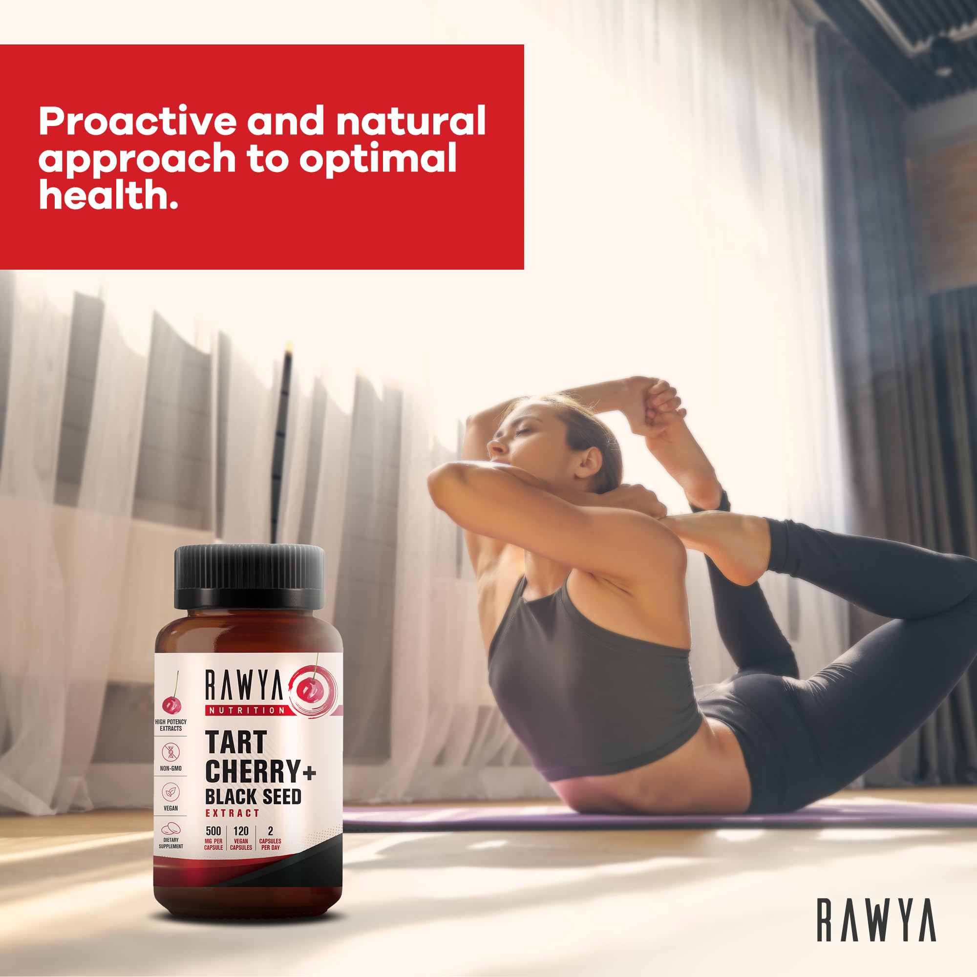 500mg RAWYA Tart Cherry extract with black seed powder capsule