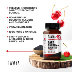 Two-month supply: 120-count bottle of RAWYA Tart Cherry & Black Seed Oil capsules