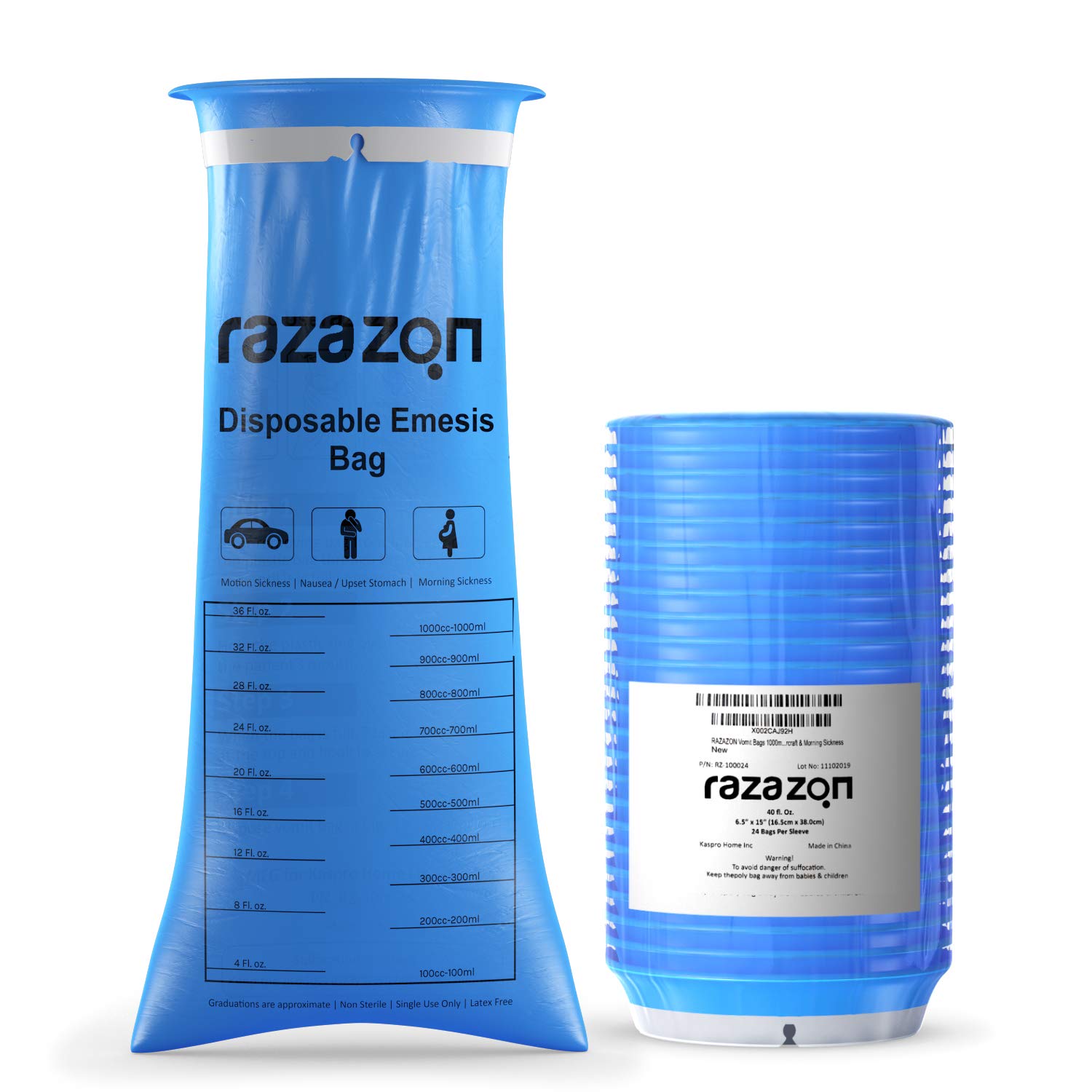 RAZAZON air or sea travel emesis bags reduce mess on ships