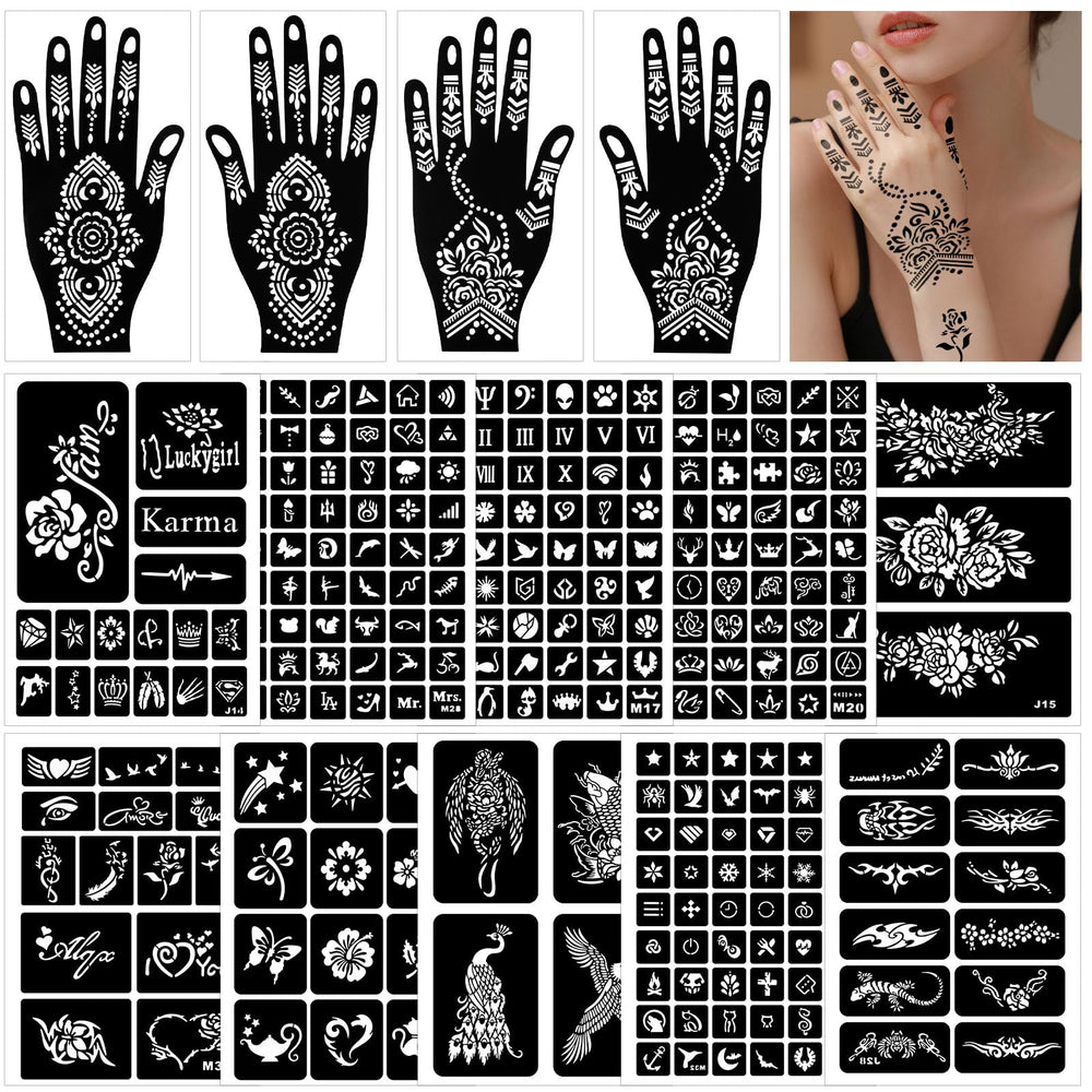 RAZET henna stencils butterflies for quick DIY body art and parties.