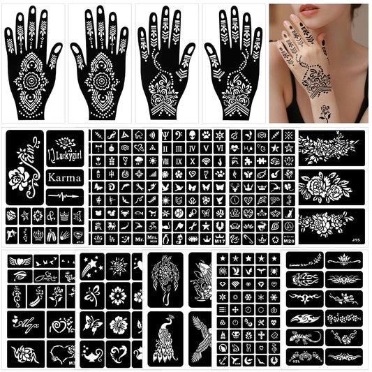 RAZET henna stencils butterflies for quick DIY body art and parties.