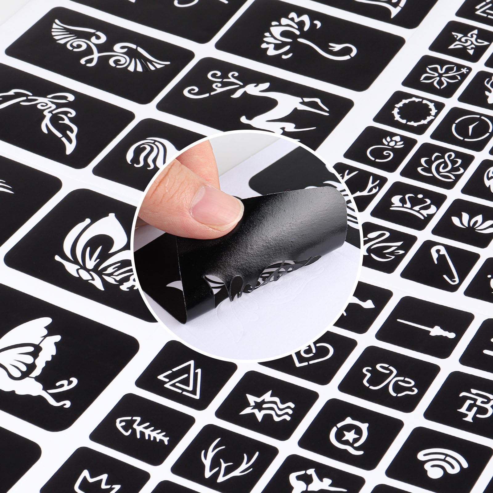 RAZET henna stencils hands and face templates for body art.