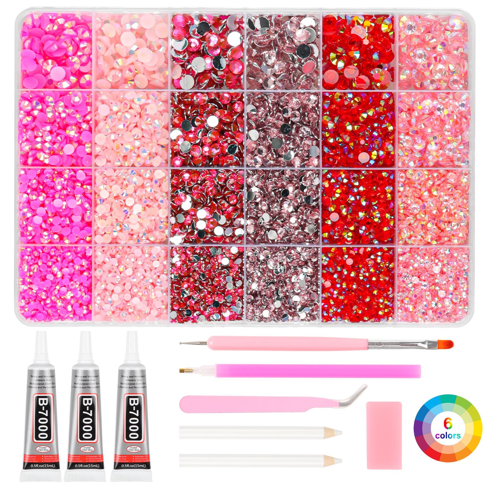 Razet pink rhinestones 3mm-6mm flatback sparkles under light for crafts