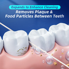 Coconut oil expanding floss designed for wide spaces