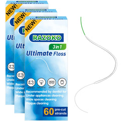 RAZOKO dental floss for braces with built-in threader and compact packaging