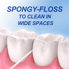 Spongy expanding floss used for cleaning braces and dental bridges