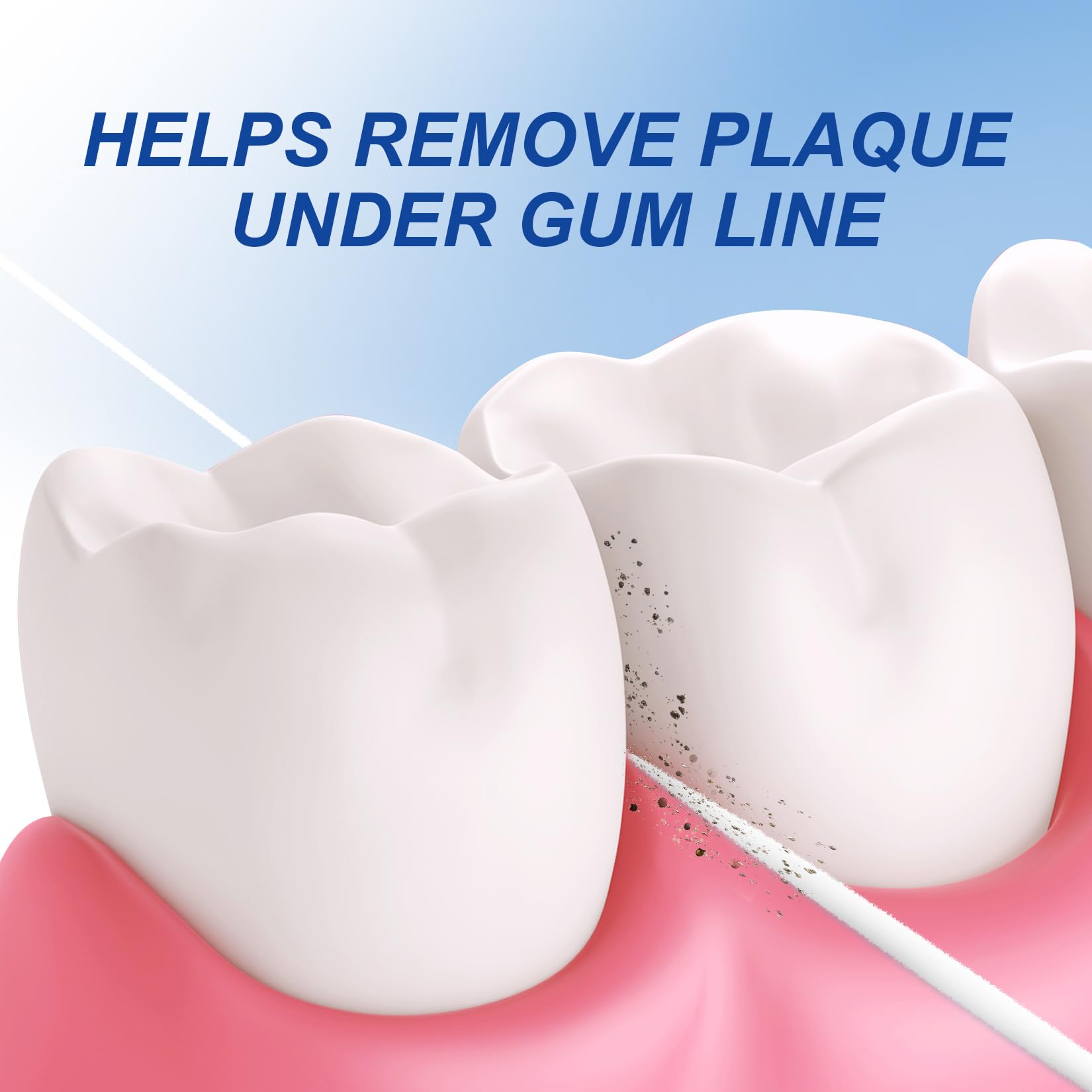 Expanding floss cleaning wide gaps between teeth