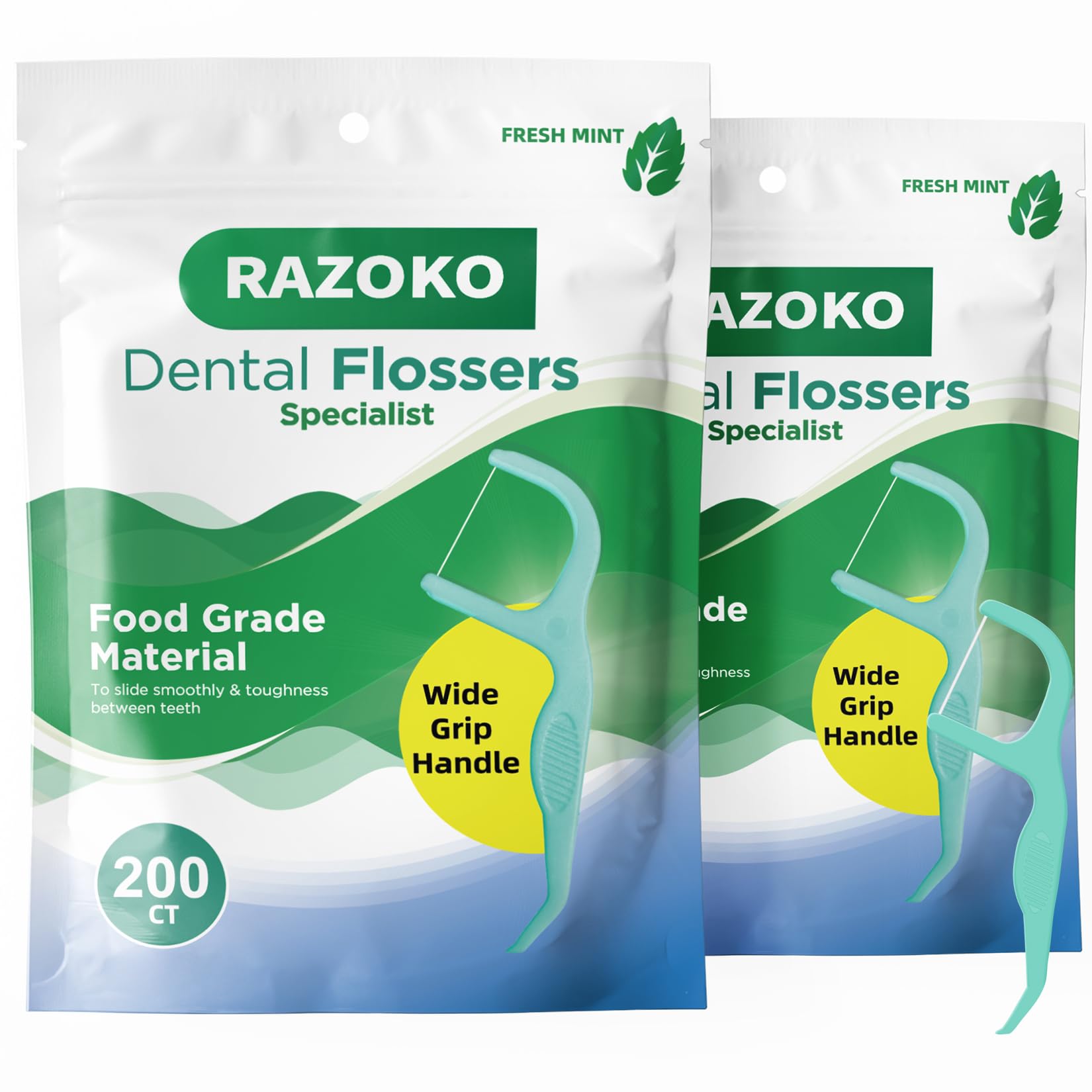 RAZOKO dental floss picks mint flavor product shot