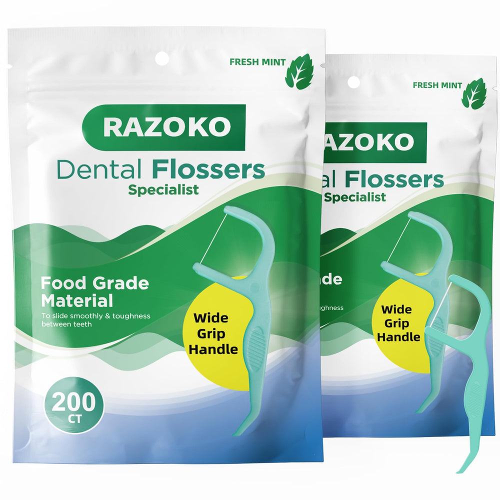 RAZOKO dental floss picks mint flavor product shot