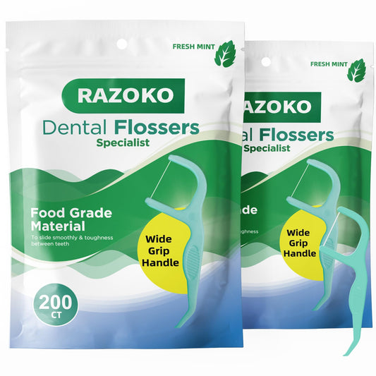 RAZOKO dental floss picks mint flavor product shot