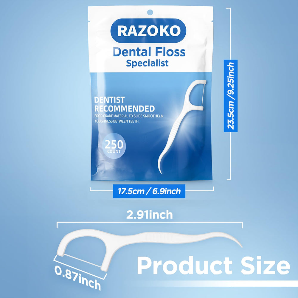 Close-up of unflavored polymer floss and durable non-slip handle