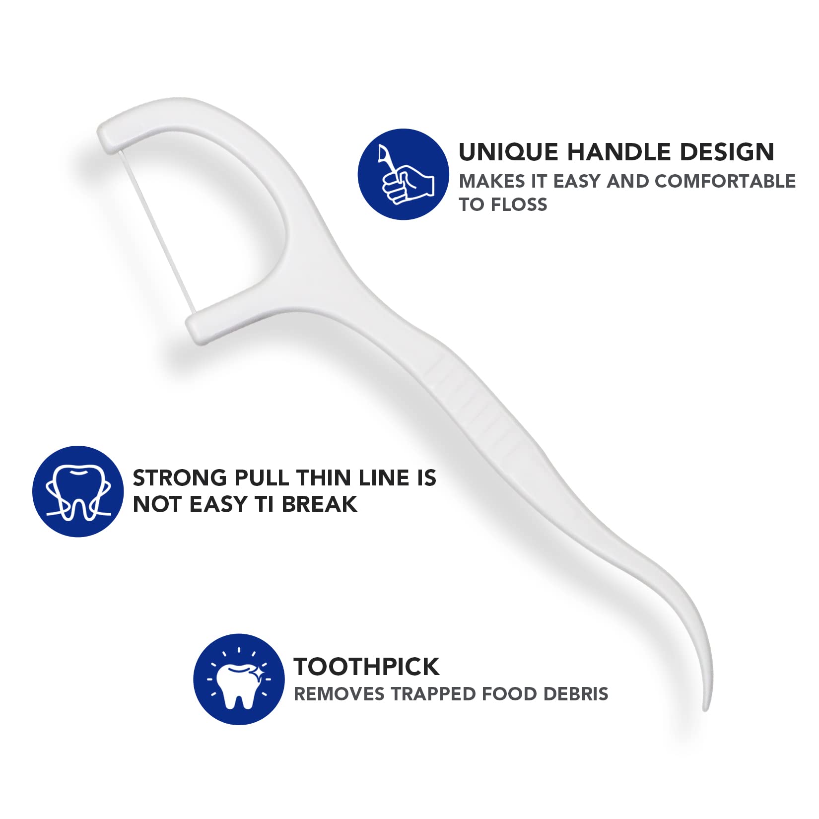 Slim floss pick design suitable for tight tooth gaps