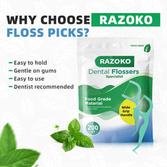 Mint-flavored floss being used