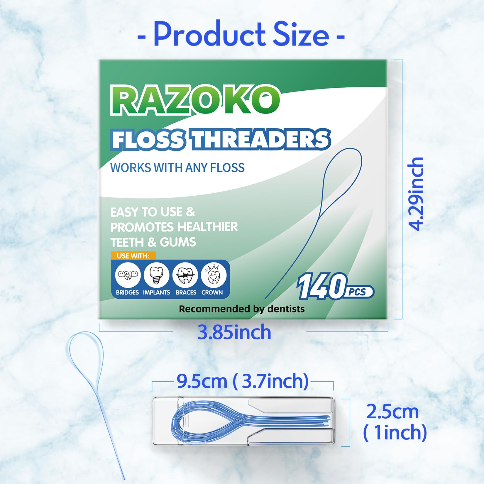 Close-up of nylon loop threading design for floss threaders