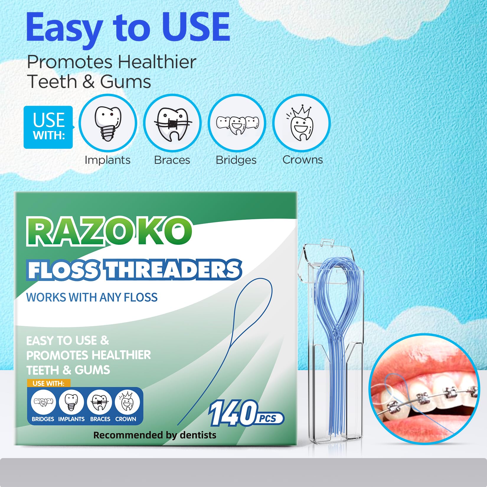 Hygienic carrying case for dental floss threaders