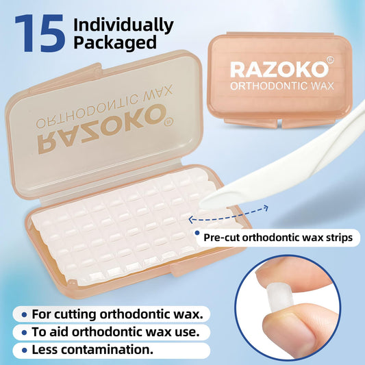 Close-up of pre-cut orthodontic wax strips for braces