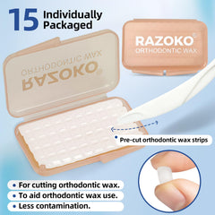 Close-up of pre-cut orthodontic wax strips for braces