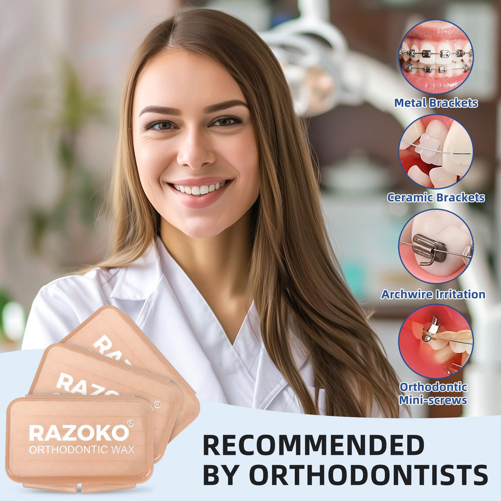 Water-resistant orthodontic wax in use during meals