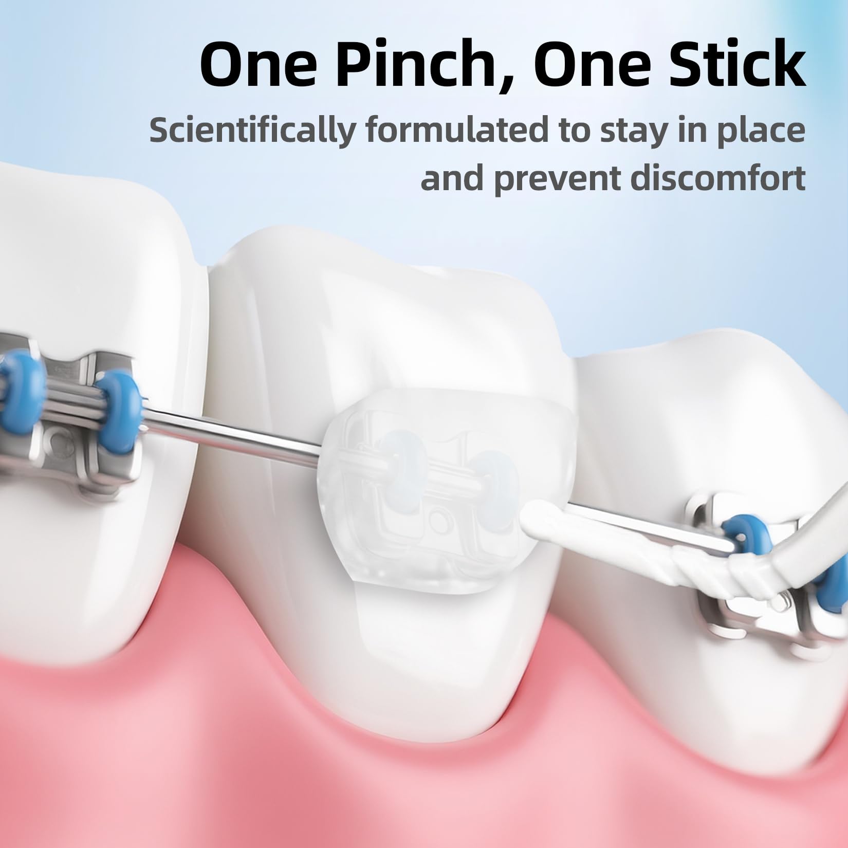Water-resistant orthodontic wax protecting gums during meals