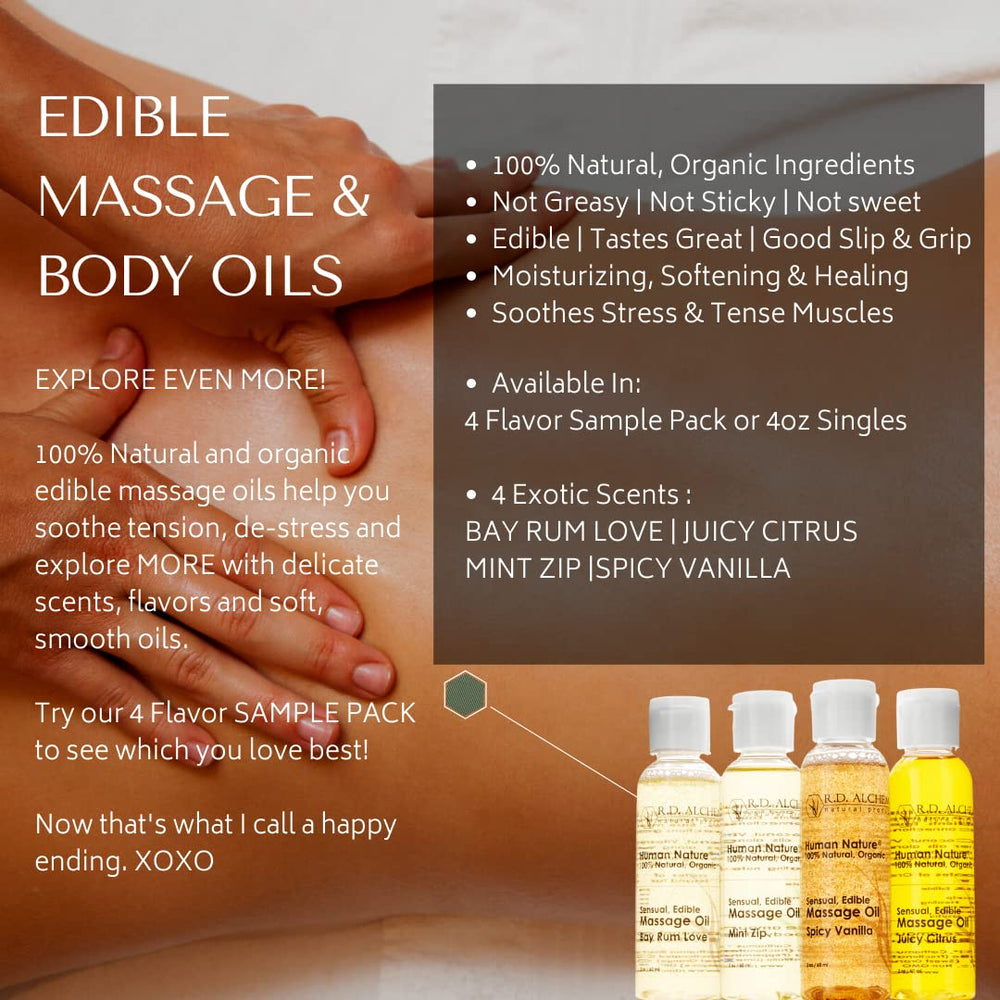 Juicy Citrus flavor 2 oz edible massage oil bottle