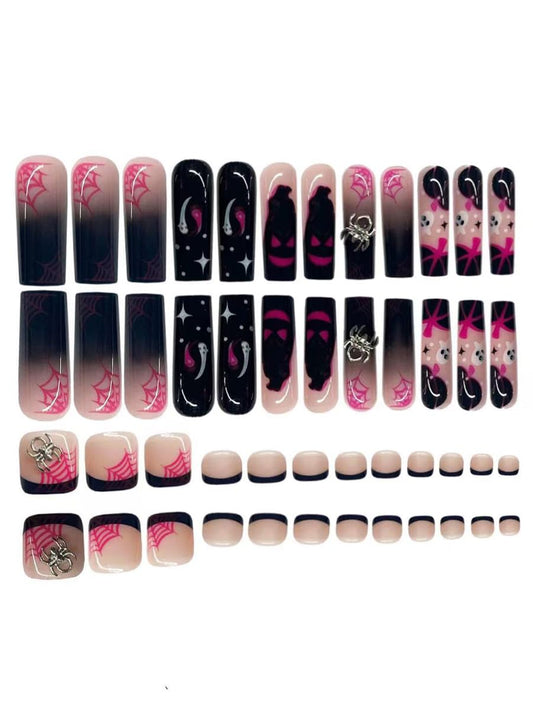 Rdntbeu Halloween nails featuring pumpkin design for a festive look.