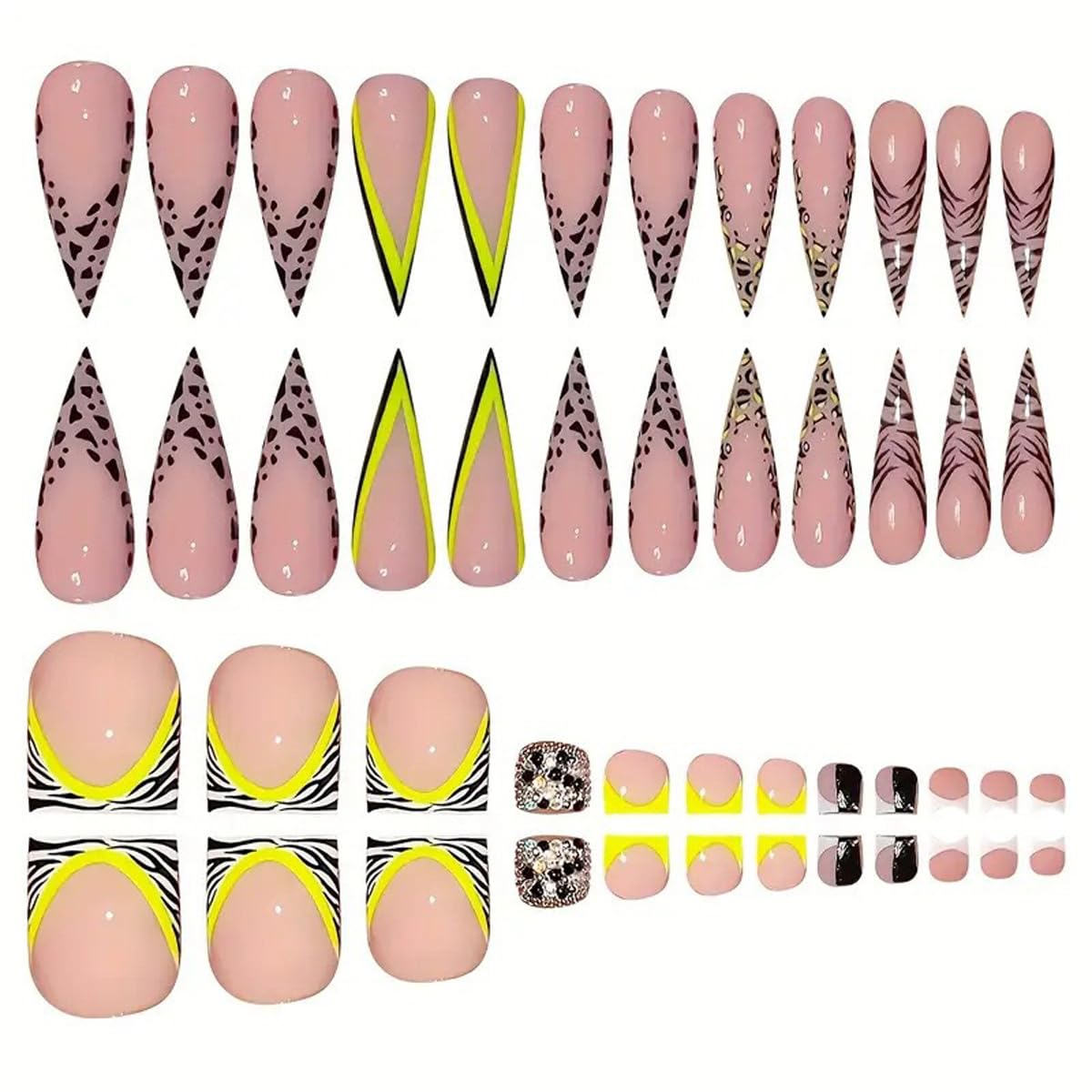 Rdntbeu long stiletto press-on nails showcase dramatic length.