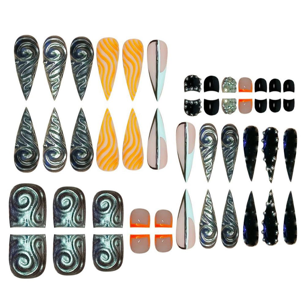 Rdntbeu long stiletto press-on nails for dramatic, salon-like nails.