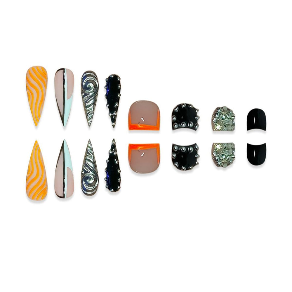 Rdntbeu rhinestone glue-on nails brighten nails for special occasions.