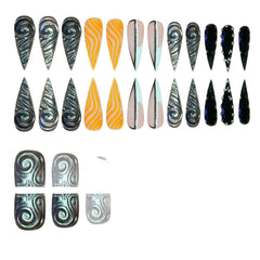 Rdntbeu silver striped design nails add edgy flair for parties.