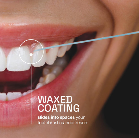 Side view of REACH Cool Mint Dental Floss 6-pack 55 yd