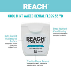 Single strand of REACH Cool Mint floss highlighting smooth glide