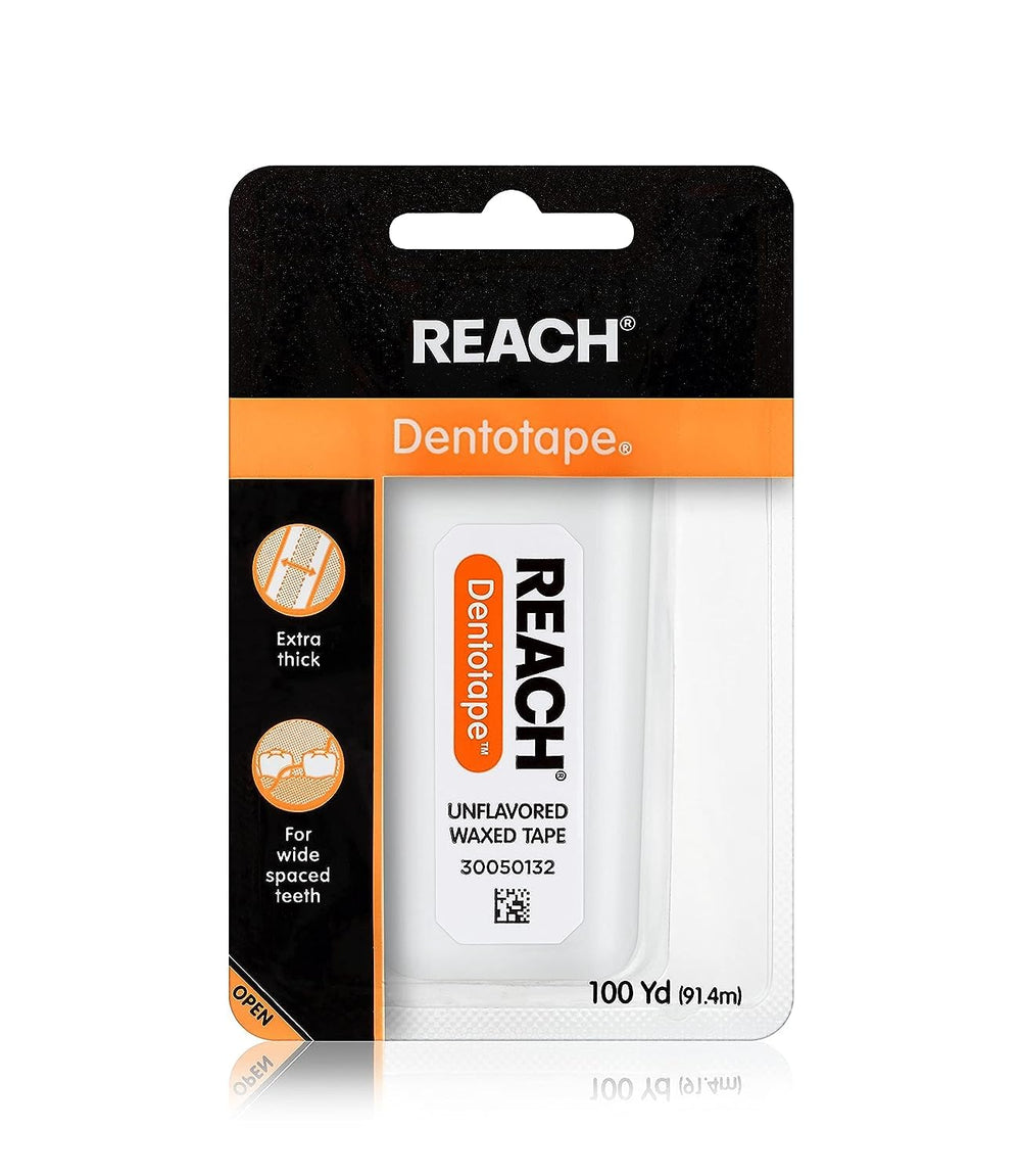 Close-up of extra-wide cleaning surface on Reach Dentotape floss