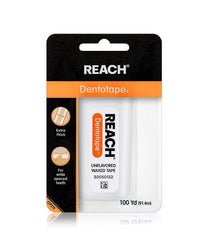 Close-up of extra-wide cleaning surface on Reach Dentotape floss