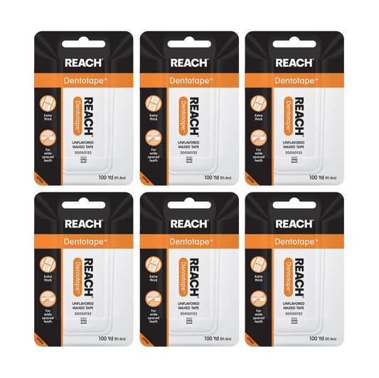 Reach Dentotape waxed floss with extra-wide cleaning surface, 100 yards