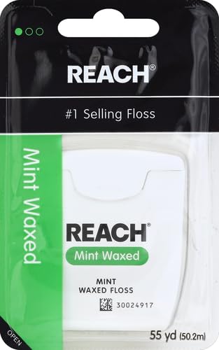 Front packaging view of Reach Interdental Floss Mint Waxed 55yds