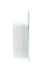 Waxed dental floss strands with mint flavor close-up