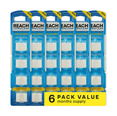 Front view of REACH Ultraclean Access Flosser refill heads 28-count package