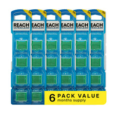 REACH Ultraclean Access Flosser refill heads mint packaging and 6-pack