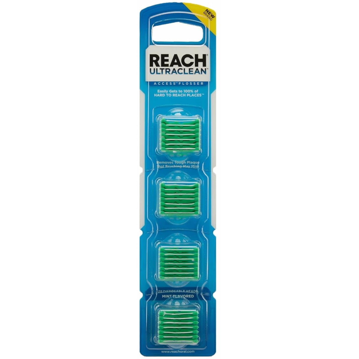 Front box view of REACH Ultraclean Access Flosser Refill Pack