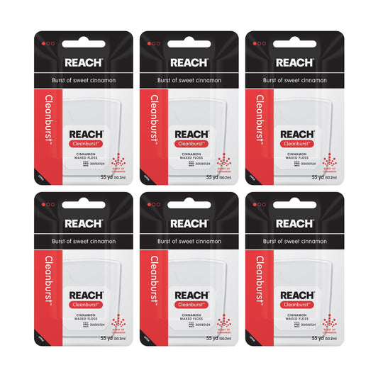REACH Cleanburst Cinnamon Waxed Floss 55 yd - 6 pack