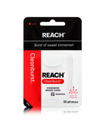 Reach Waxed Dental Floss Cleanburst Cinnamon 55 yards 4-pack front view