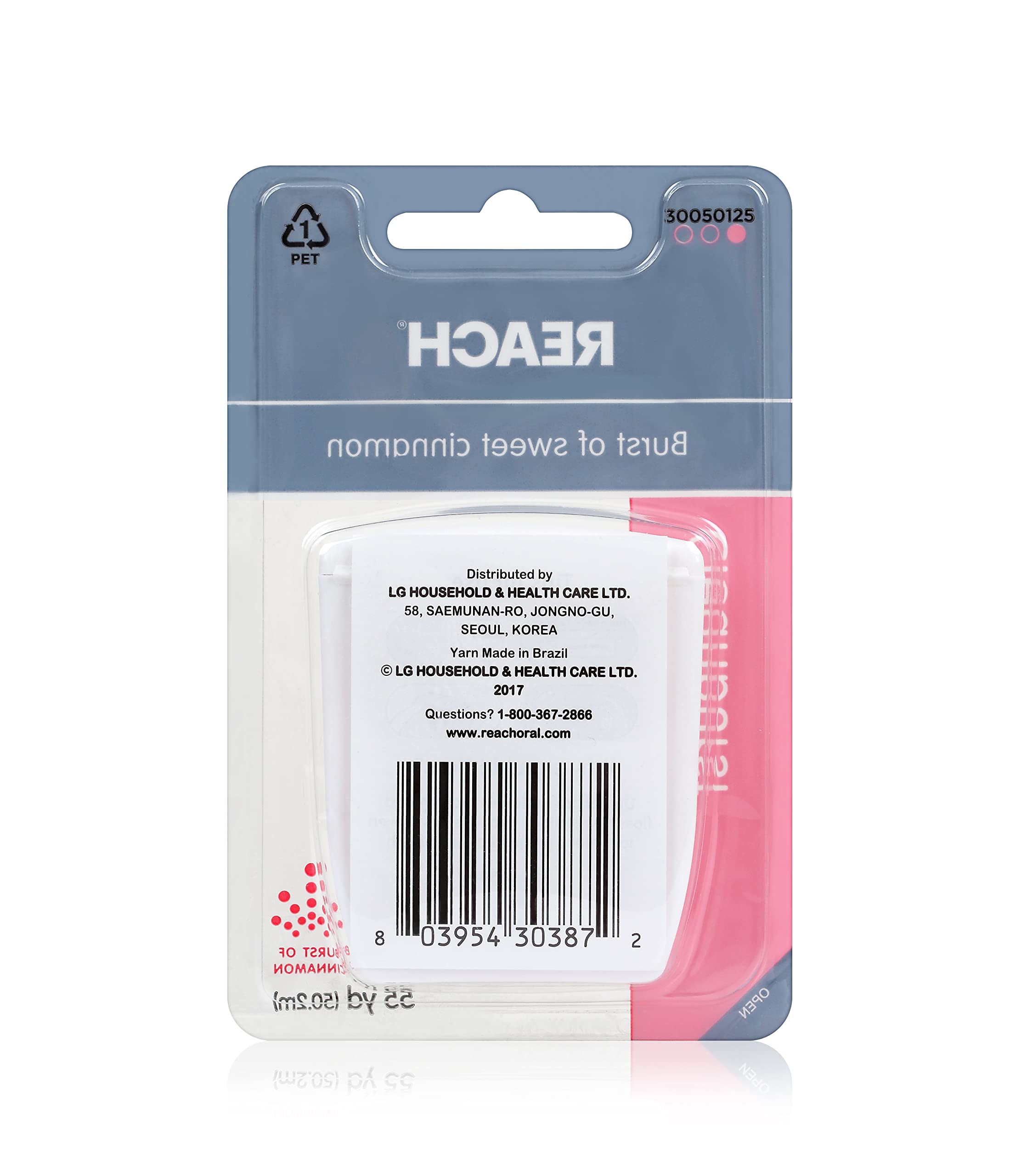 Product benefits icons on Reach dental floss packaging