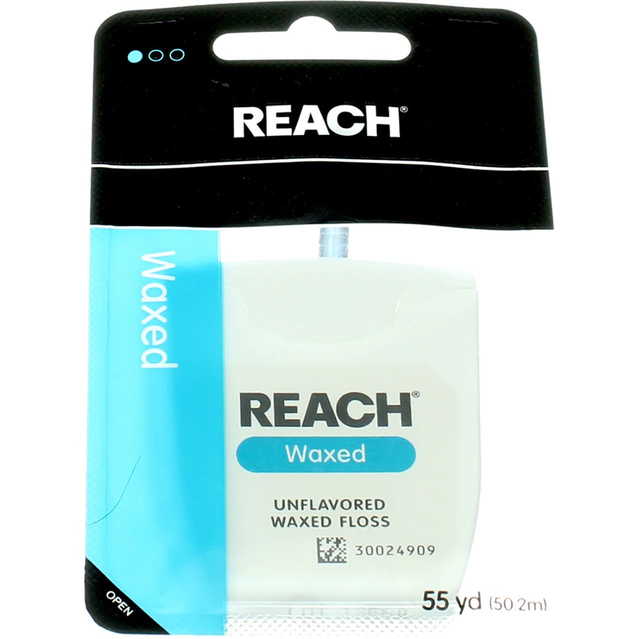 Front view of Reach Waxed Floss Unflavored 55 yards, 6-pack