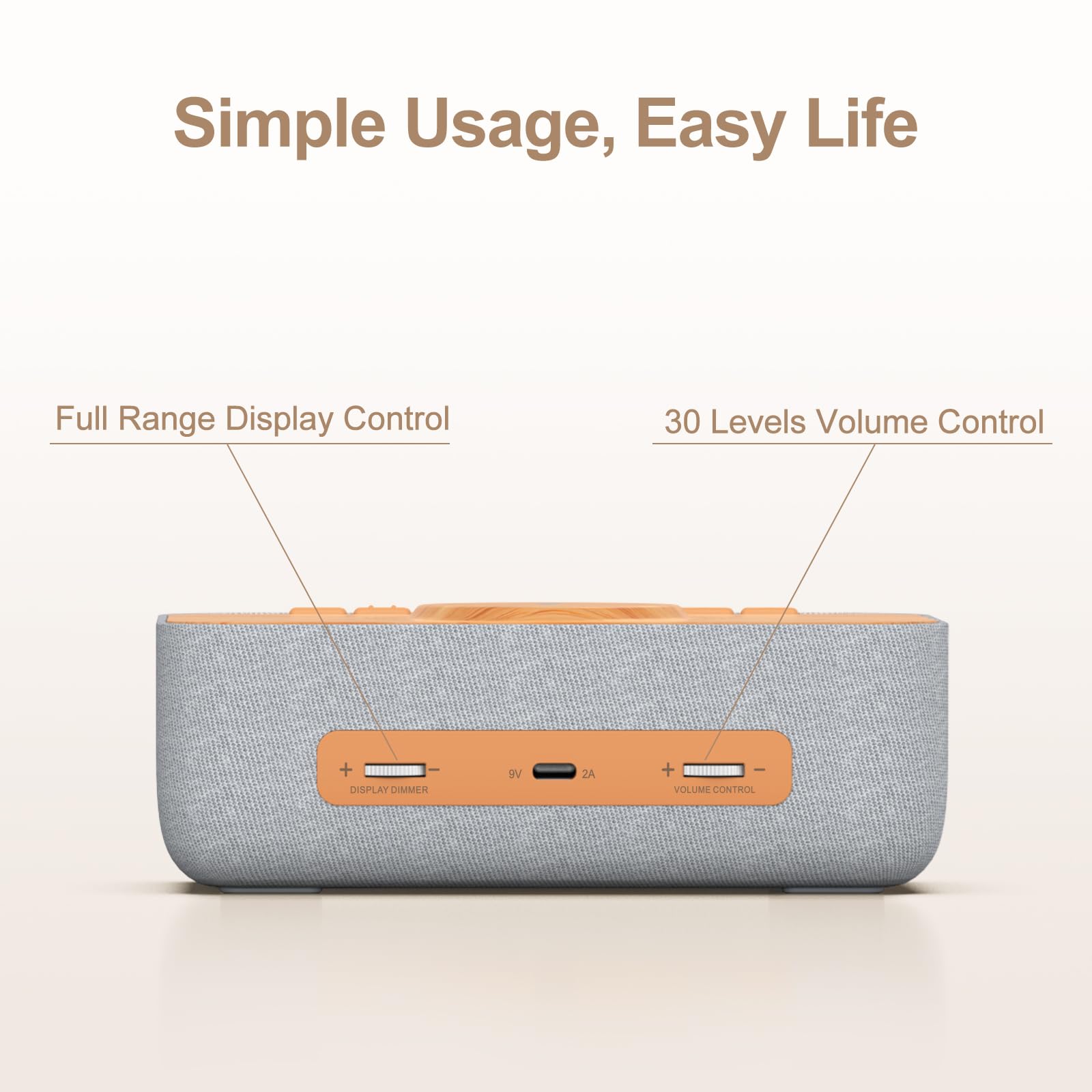 REACHER gradual wake and snooze feature for gentle mornings