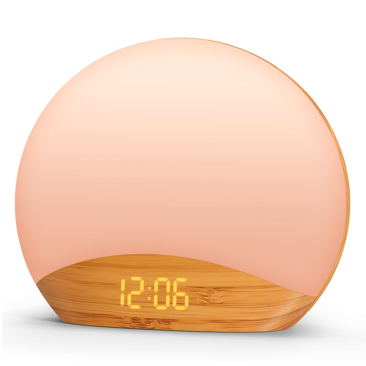 REACHER sunrise alarm clock front view showing gentle wake in the morning.