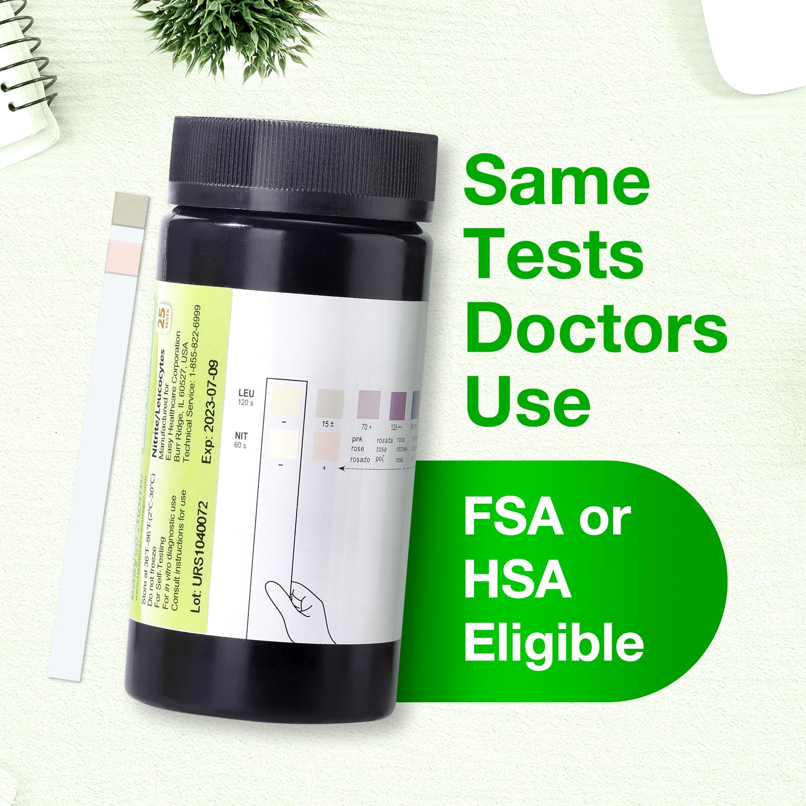 UTI test result readout after 2 minutes