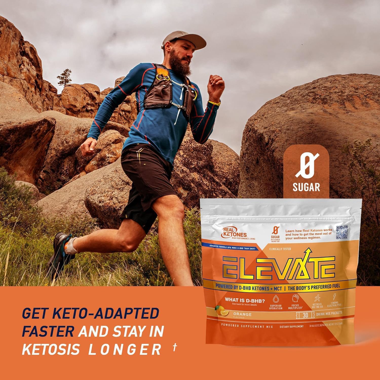Real Ketones d-bhb powder jar close-up for ketosis-friendly fuel.