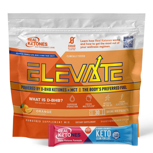 Real Ketones MCT & BHB exogenous ketones drink mix packets with orange flavor and four electrolytes