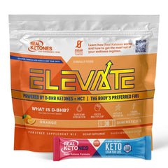 Real Ketones MCT & BHB exogenous ketones drink mix packets with orange flavor and four electrolytes
